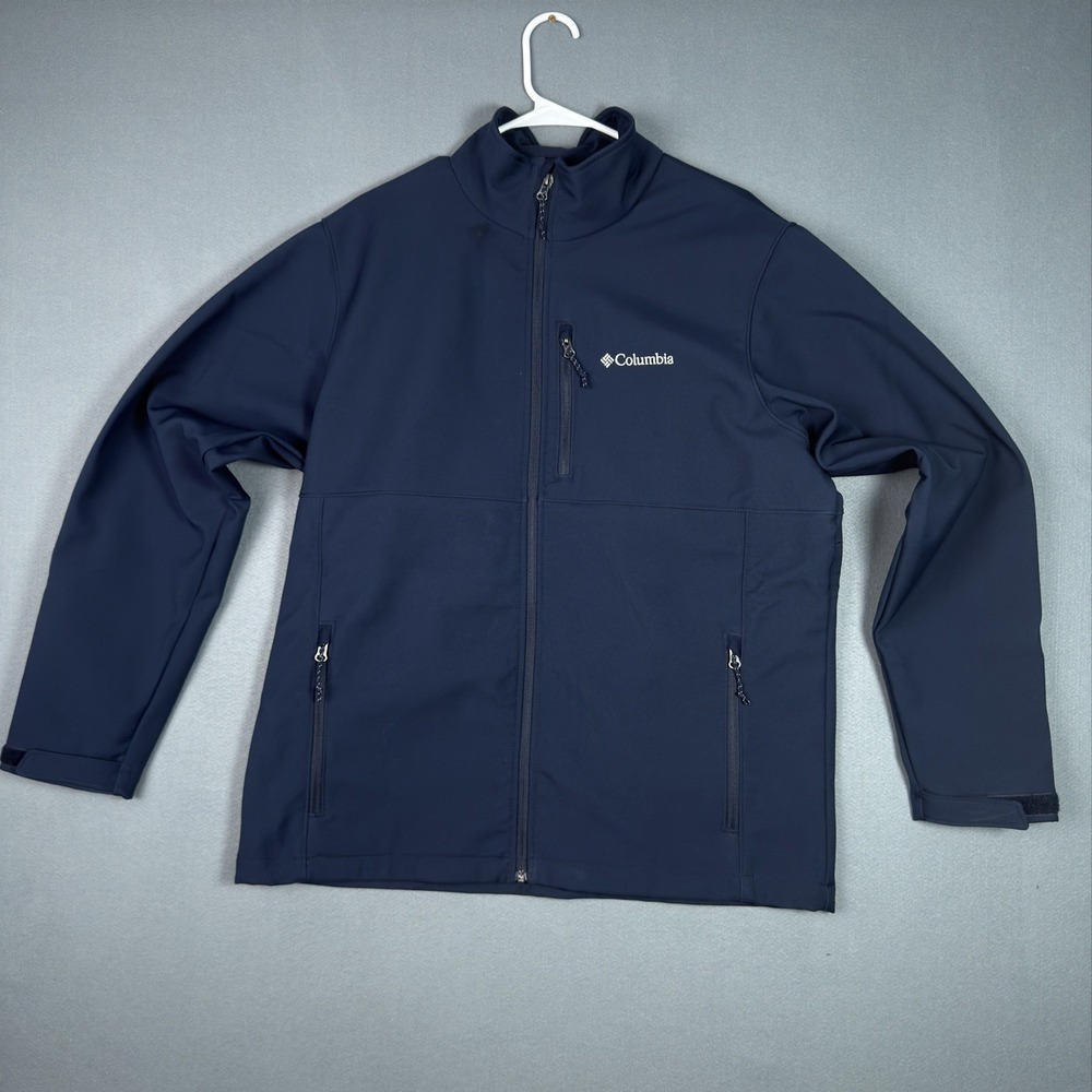 Columbia Mens Ascender Softshell Jacket Navy Blue Fleece Lined Size Large 155653